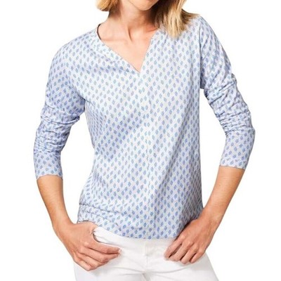 White Stuff Blue Floral Cotton Boho Blouse UK 8 US 4