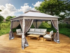 Faltpavillon Pavillon 3x3 Pergola klappbar Beige Zelt wasserabweisend Partyzelt