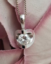 18ct White Gold JSN Tension-Set Diamond Pendant Ernest Jones 18ct White gd chain