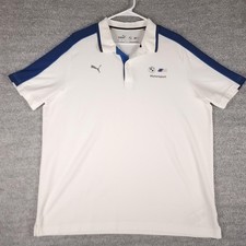 BMW Motorsport Shirt Mens XL White Racing Puma Polo BMW M Golf Short Sleeve