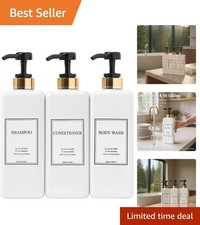 Modern Gold Design Shampoo and Conditioner Dispenser - Large 27oz Shower Soap...