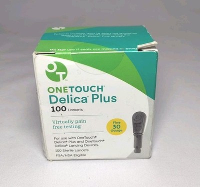 One Touch Delica Plus Lancets Fine 30 Gauge 100 Ct EXP 10/2029