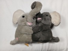 Dakin Hugging Cuddling Elephant Couple Plush Stuffed Animal Heart 1987 8" Love