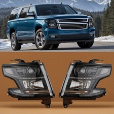 For 2015-2020 Chevy Tahoe Suburban Led Drl Black Projector Headlights Lh Rh