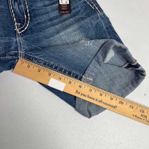 Pantalones Cortos de Jean Miss Me Boyfriend Para Mujer 26 Azul Denim Estrás Desgastados Puños - Imagen 14 de 18