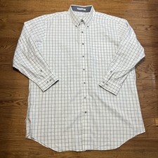 Paul Fredrick Shirt Mens 18-33 White Gray Check Button Down Non Iron Cotton