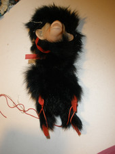 Vintage Monkey Marionette String Puppet Real Fur 6" 088