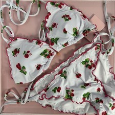 Juicy Couture Strawberry Triangle Bikini Whit...