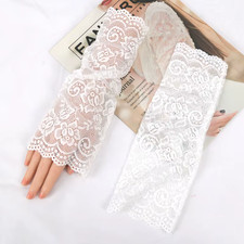 1 Pair Arm Sleeves Lace Sunscreen Short Gloves Ultra-Thin UV Protection Arm Cove