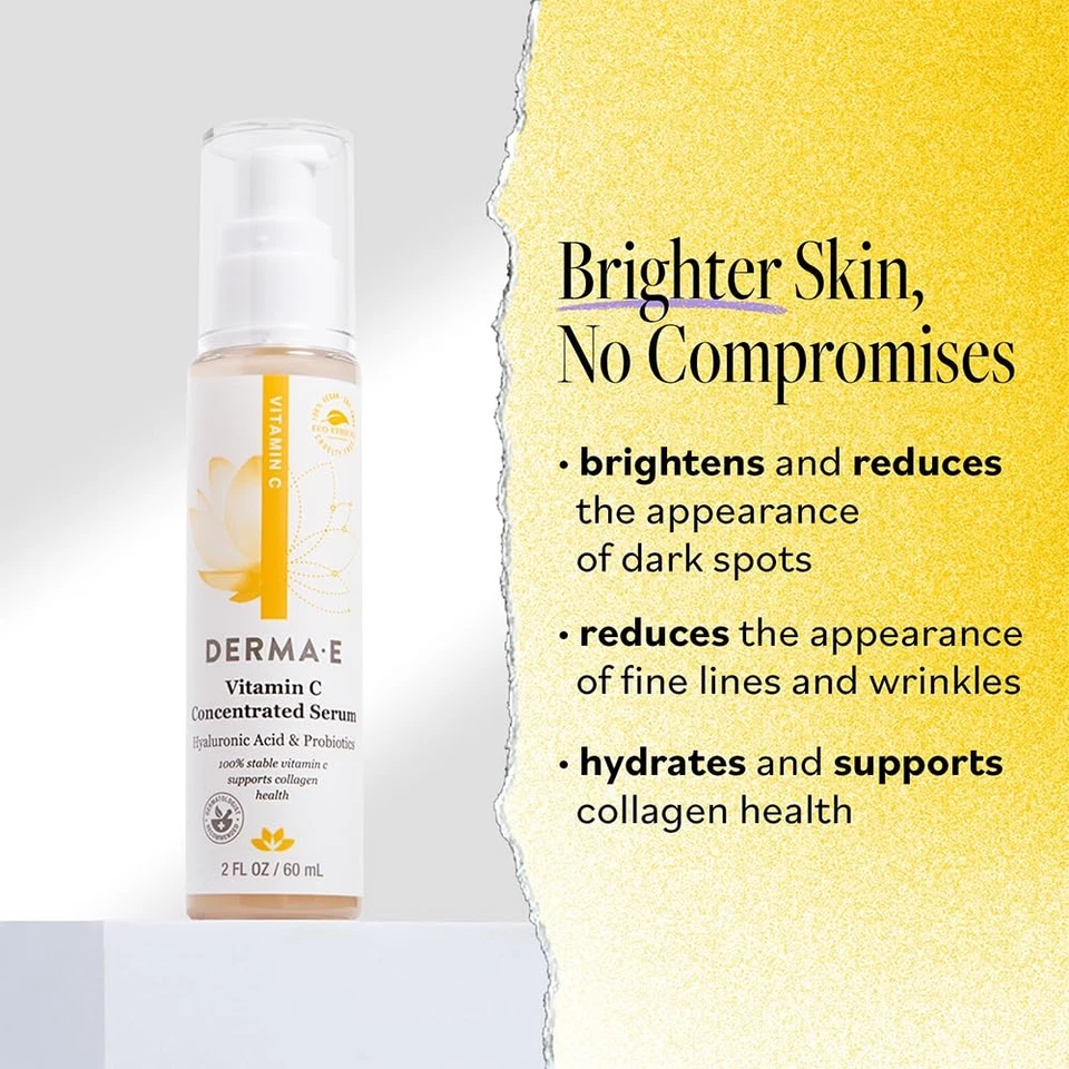 DERMA E Vitamin C Concentrated Serum Hyaluronic Acid Anti-Aging Face 2oz - Image 2 of 4