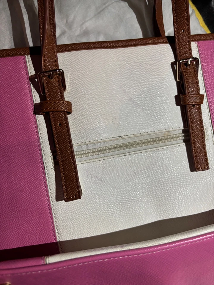 MICHAEL KORS BOLSO DE CUERO ROSA Y BLANCO Foto 3 de 4
