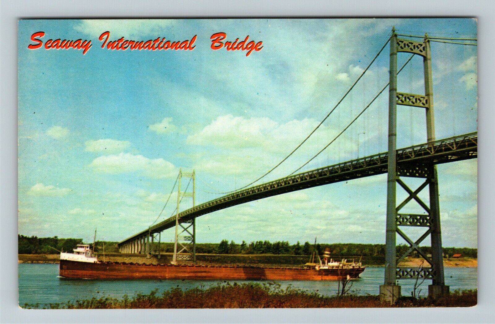 Massena NY-New York, Seaway International Park, Ships, Vintage Postcard