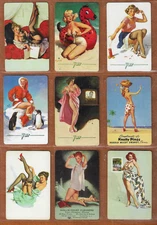 9 Vintage Gil Elvgren Pinup Playing Cards Mint & Near Mint  1940s-1960s Sexy A