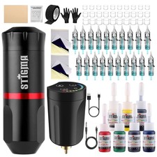 STIGMA Wireless Tattoo Gun Kit Complete with 62 Piece Set, white