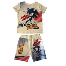 Kids Sonic The Hedgehog T Shirt and Shorts Set White Blue Red Size 14/16