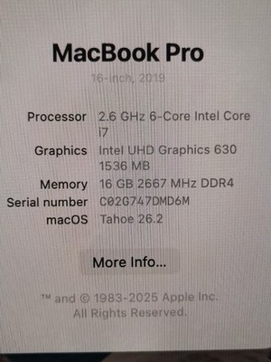 Apple MacBook Pro A2141 16'' i7-9750H 2.6GHz 16GB/512GB Radeon Pro Tahoe, A25202
