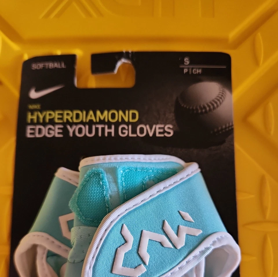 Guantes de Bateo Nike HyperDiamond Edge Juveniles Pequeños Lt Aqua/Juego Real/Blanco Foto 2 de 2