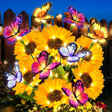 Solar Garden Lights Outdoor, 3 Pack Sunflower Solar Lights with