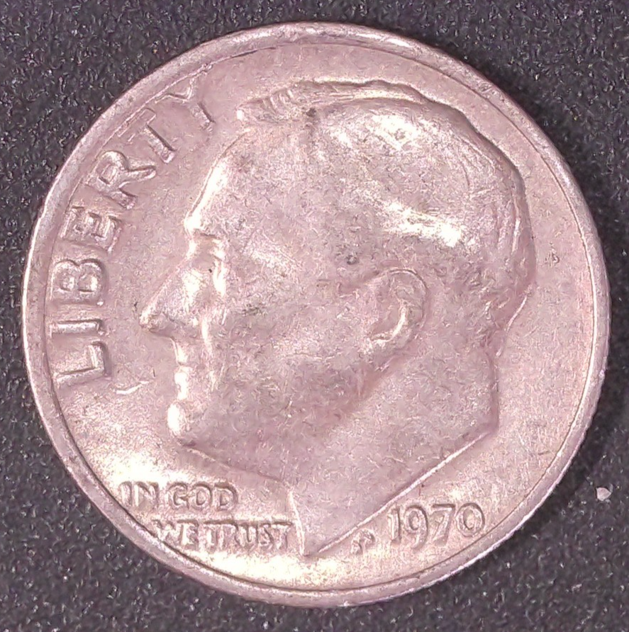 1970-P Roosevelt Dime 10C FS-901 Reverse of 1968-S Proof Variety ...