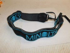 Pasek na ramię na szyję aparatu Minolta czarno-niebieski logo OEM oryginalne akcesorium