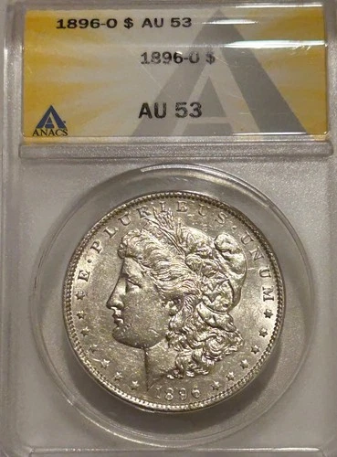 1896 O Morgan Silver Dollar ANACS AU53 Tougher Date Morgan