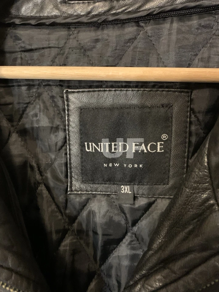 Chaqueta bomber de cuero negra United Face para hombre talla 3XL Foto 2 de 4