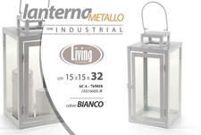 Lanterna in metallo classica bianca Cm. 15x15x32