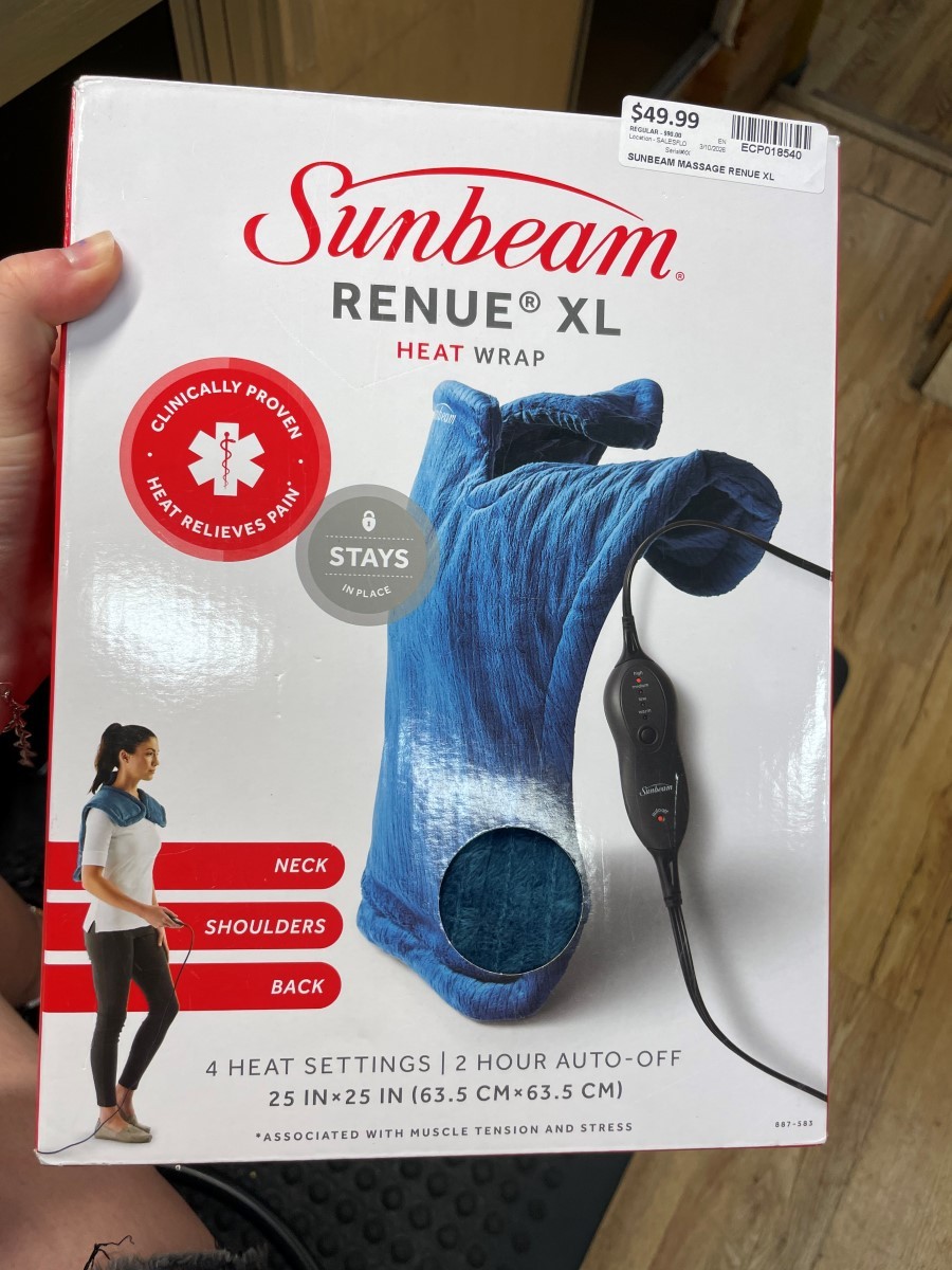 Sunbeam Renue XL Heat Wrap Blue NEW in Box 25"x25" Plush Heating Pad (ECP018540)