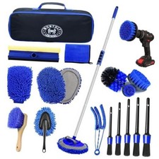 62'' Car Wash Brush Kit with Long Handle, Microfiber Car Wash Mop Mitt, Car