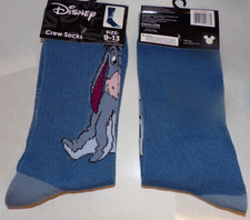 Disney Winnie The Pooh Gloomy EEYORE 2 Pair Crew Socks Size Large 9-13