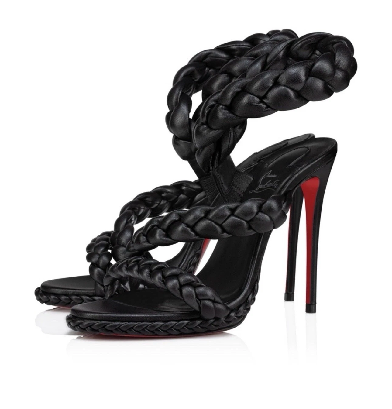 Christian Louboutin — Christian Louboutin Fatima 120 Braided Black Sandal Pumps 41 EU