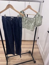 Abercrombie Kids Ultra Wide Leg Jeans  Hollister Floral Crop Top Bundle