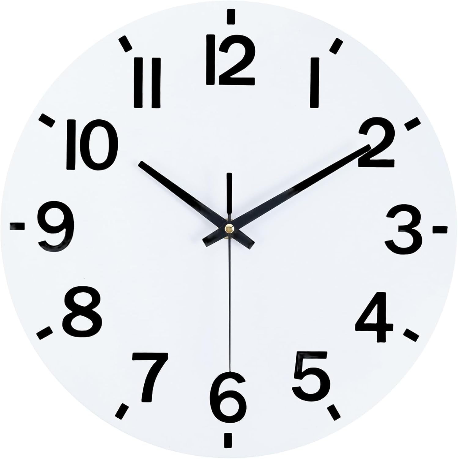 8" Silent Wall Clock Non Ticking Wood Battery Operated Modern White Home Office