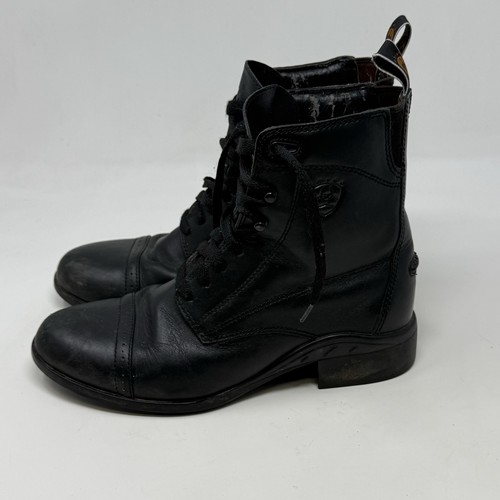 Ariat Paddock Scout Boots Womens 6 Black Leather Lace Up Western Riding - Picture 2 of 22