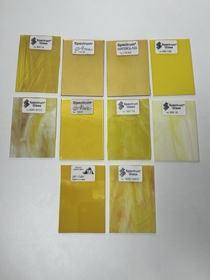 Vintage Spectrum Glass Samples Yellow Amber Opal Waterglass Artique 10 Pc Lot