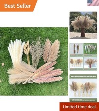 Pampas Grass Dried Flowers 100Pcs Boho Decor Wedding Farmhouse Office
