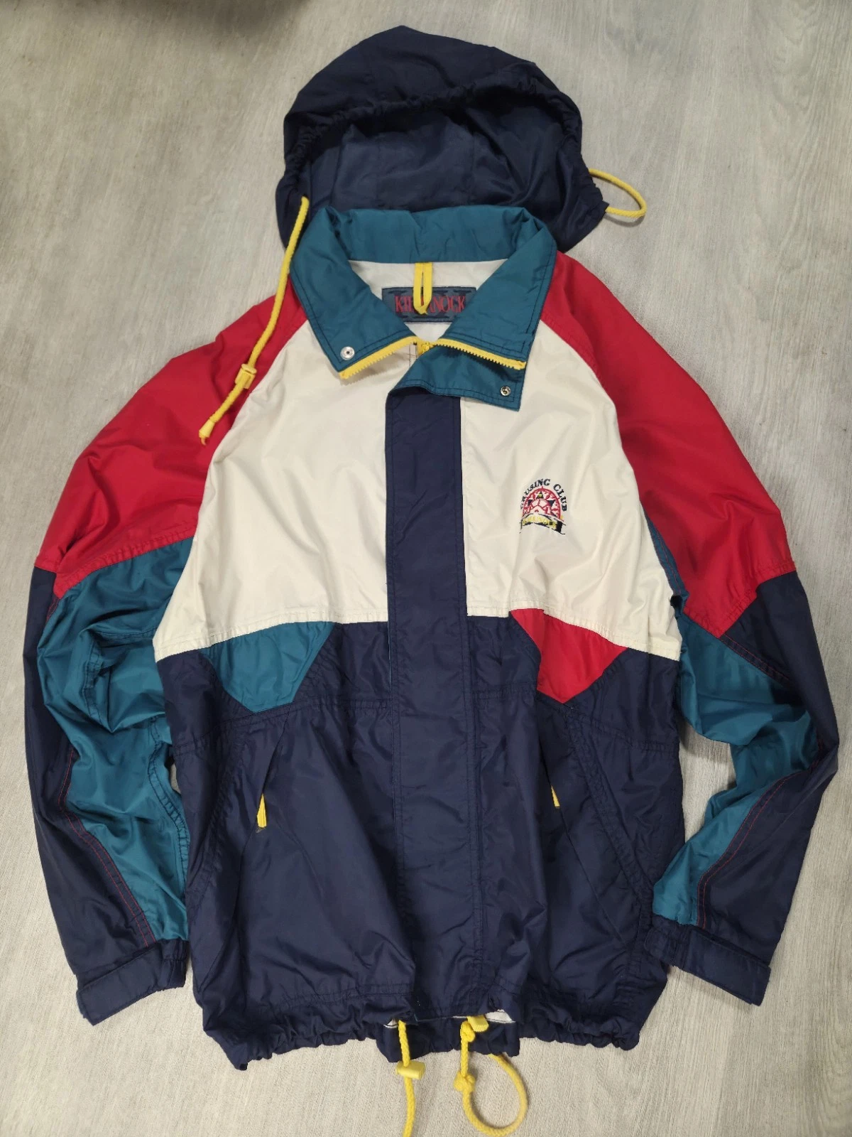 Vintage 80s 90s Kilmarnock Sailing Jacket Colourblock Waterproof Windbreaker L