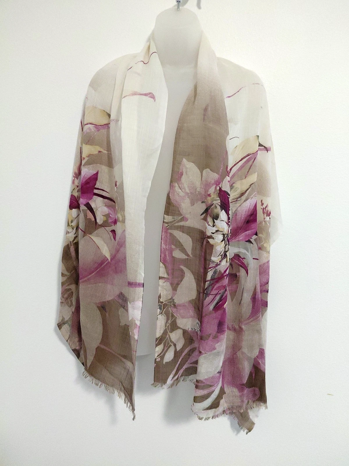Ballerina Lanjeron Scarf Wrap Lightweight Floral Cream Purple Romantic Boho Chic