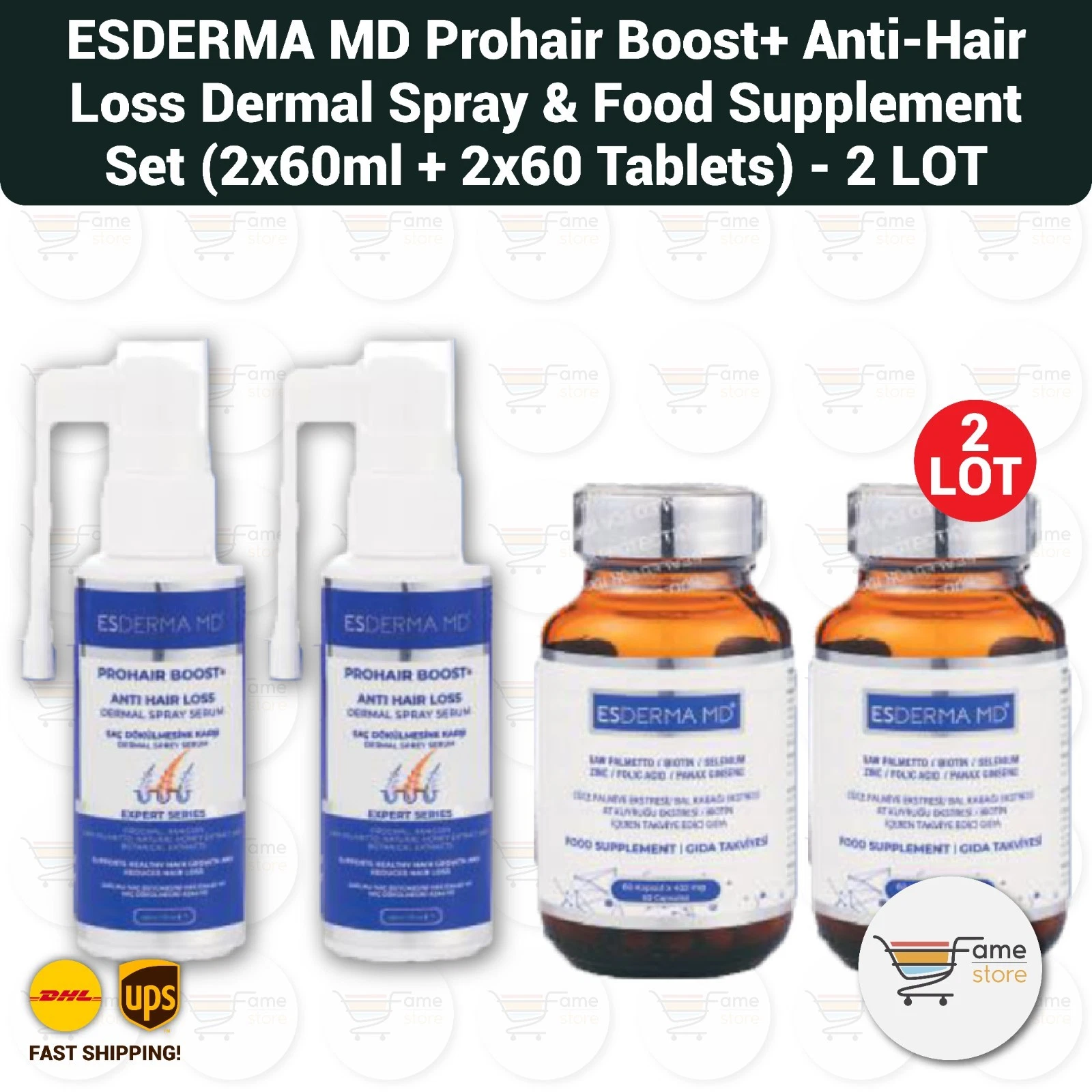 Esderma MD Prohair Boost+ Anti Hair Loss Hair Set (Vitamin + Spray Serum) - 2LOT