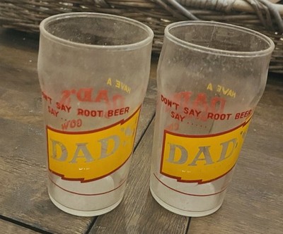 Dad's Root Beer & Black Cow Soda Clear Advertising Glasses Set of 2