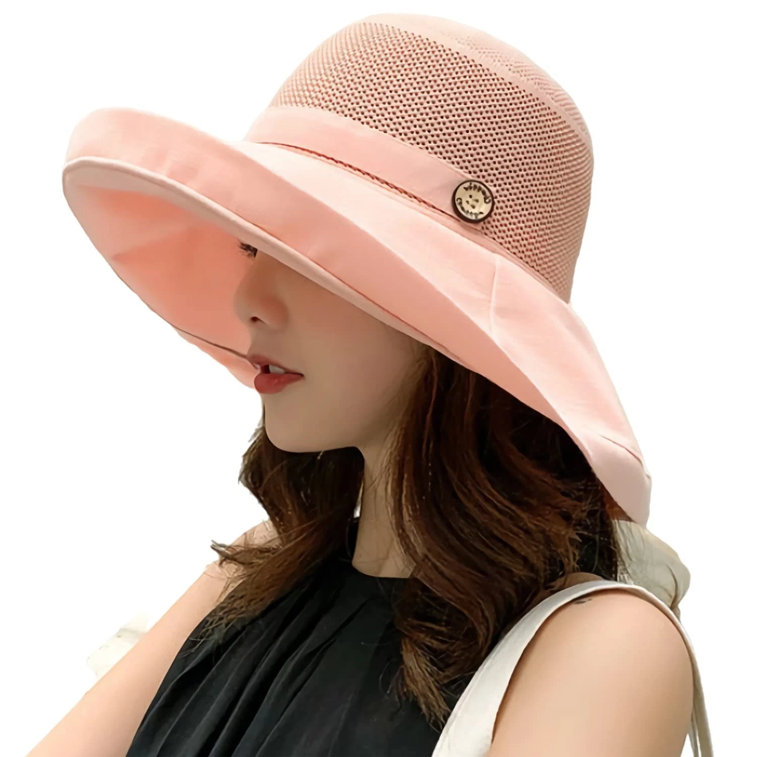 Women Mesh Crown Wide Brim Sun Hats Summer UV Protection UPF Hat for Beach Hi...