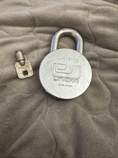 Vintage Working Hardened Unican Made In USA Padlock W/ 1 Key