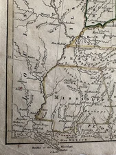 United States huge MS 1821 scarce Cummings & Hilliard engraved hand color map