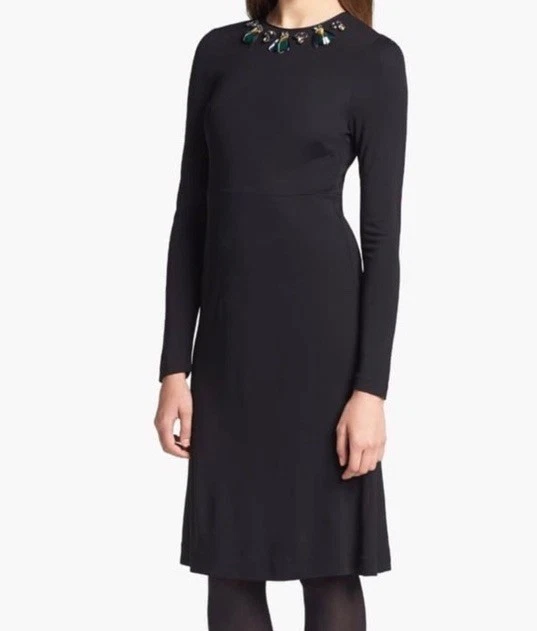 Abito Tory Burch Deena Beetle impreziosito rayon elasticizzato nero gioiello taglia Xl