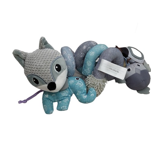 Sozzy Plush Baby Toy Hanging Fox for Crib or Stroller Blue Gray