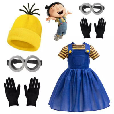 Kids Girls Minions Cosplay Halloween Costume Fancy Dress