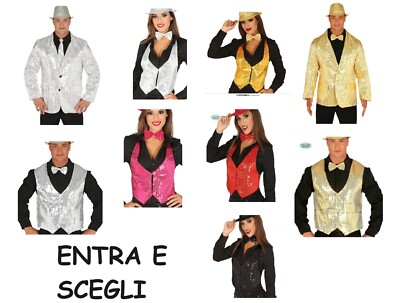 CARNEVALE HALLOWEEN GIACCA GILET PAILLETTES ADULT SEQUIN JACKET