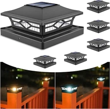 VOLISUN Solar Post Cap Lights,6Pack Outdoor Fence 6 pack, Black 