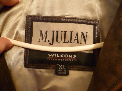 Vintage Wilsons M Julian Distressed Brown Full Zip Leather Jacket