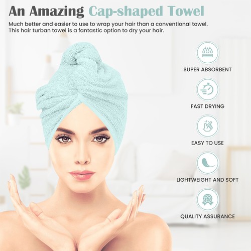 Large Size Hair Turban Towel Twist Wrap Microfibre 100% Quick Dry Bath Towel - Picture 20 of 28